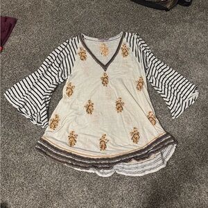 Striped Sleeve Boho Dress